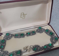 Vintage Metal & Green Stone Necklace | Antique & Vintage | Moonee Ponds Antiques | Australia Wide Delivery