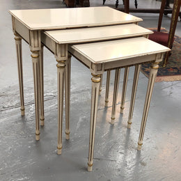 Vintage French Style Painted Nest Of Three Tables