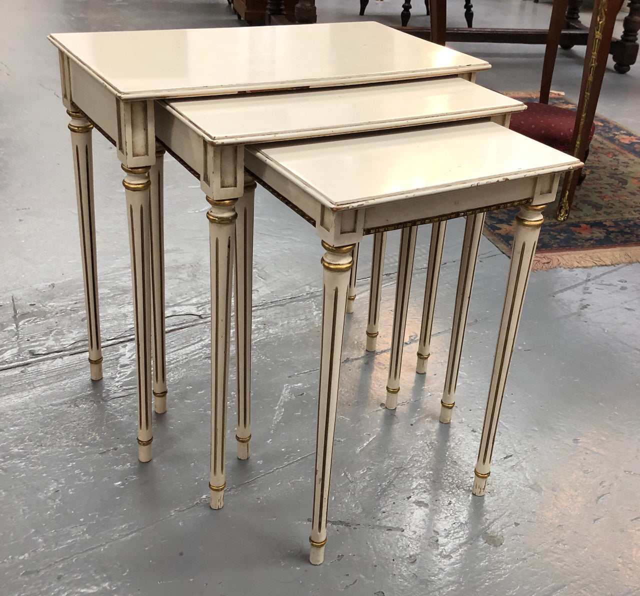 Vintage French Style Painted Nest Of Three Tables | Antique & Vintage | Moonee Ponds Antiques | Australia Wide Delivery