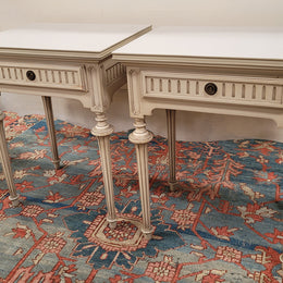 Pair Vintage French Louis 16th style single drawer bedside with original paint. They have been sourced from France and are in good original condition.