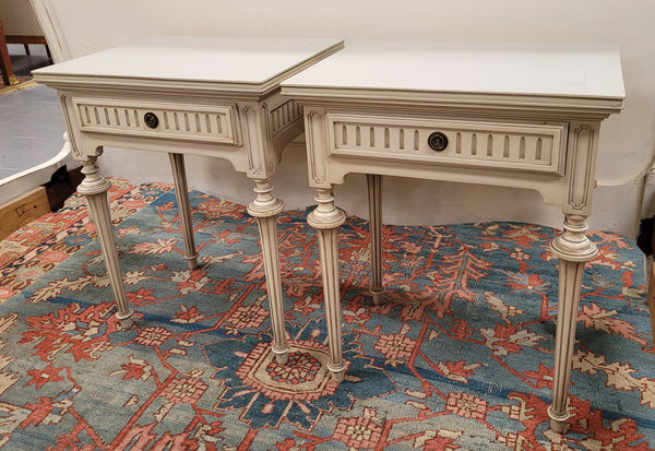 Pair Vintage French Louis 16th style single drawer bedside with original paint. They have been sourced from France and are in good original condition.