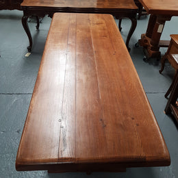 French Oak Stretcher Base Dining Table
