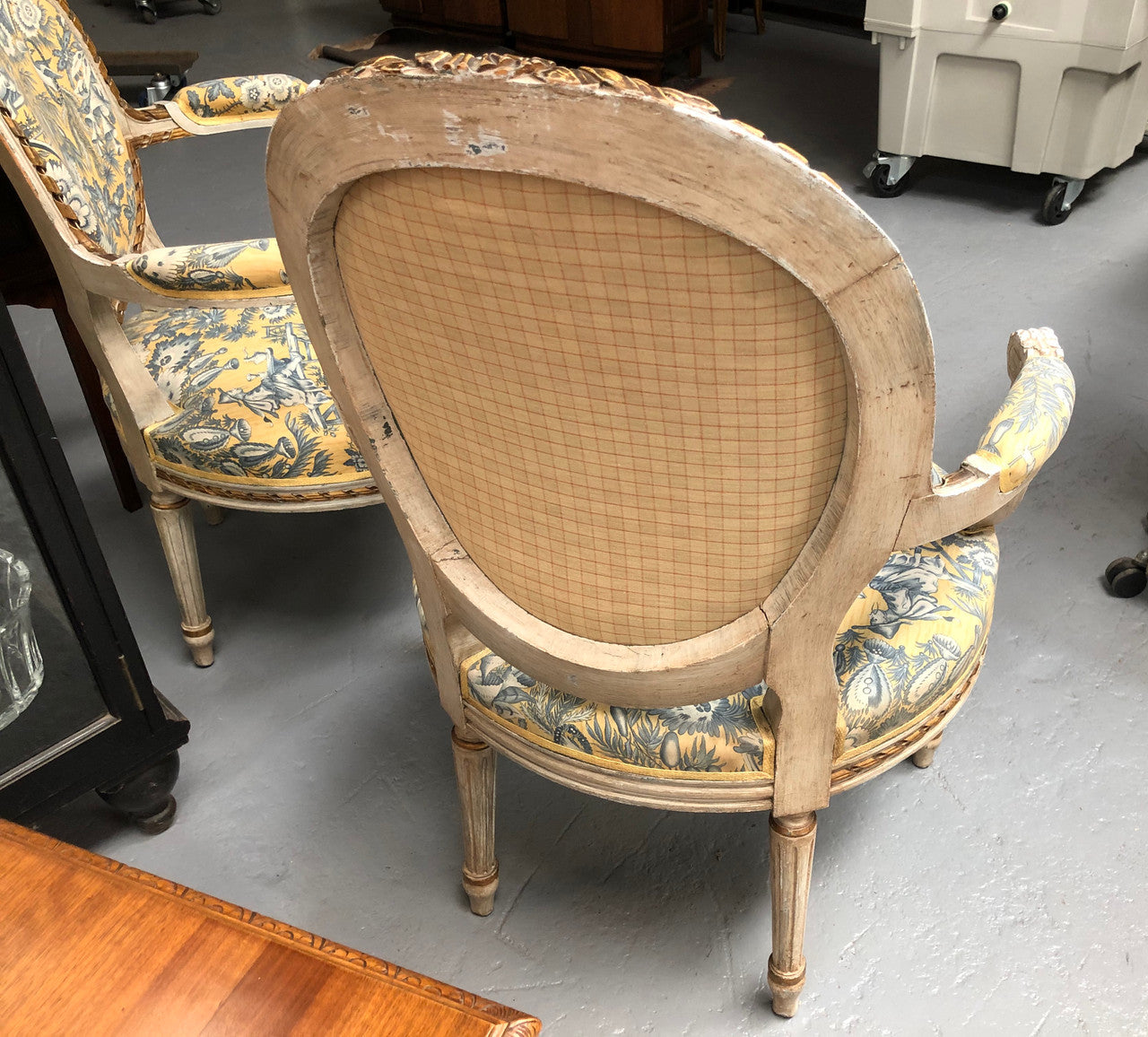 Beautiful Pair of French upholstered Arm chairs | Antique & Vintage | Moonee Ponds Antiques | Australia Wide Delivery