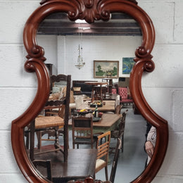 Antique Mahogany Rococo Style Wall Mirror