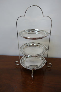Three Tier Silver Plated Cake Stand | Antique & Vintage | Moonee Ponds Antiques | Australia Wide Delivery