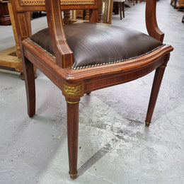 Imposing French Louis XV Style Inlaid Desk Chair with Ormolu Mounts