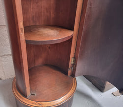Unusual Empire Flame Mahogany Cylindrical Marble Topped Bedside-Pedestal | Antique & Vintage | Moonee Ponds Antiques | Australia Wide Delivery