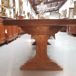 Superb 19th Century French Oak Pedestal Refectory Table Rustic Farmhouse
