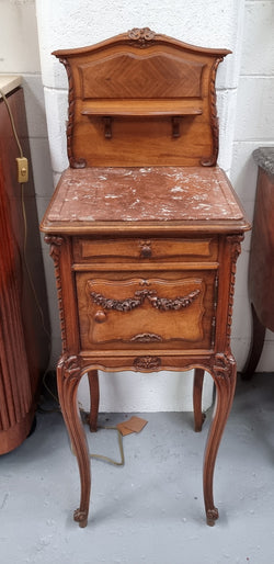Single Louis 15th Inset Marble Bedside Cabinet | Antique & Vintage | Moonee Ponds Antiques | Australia Wide Delivery