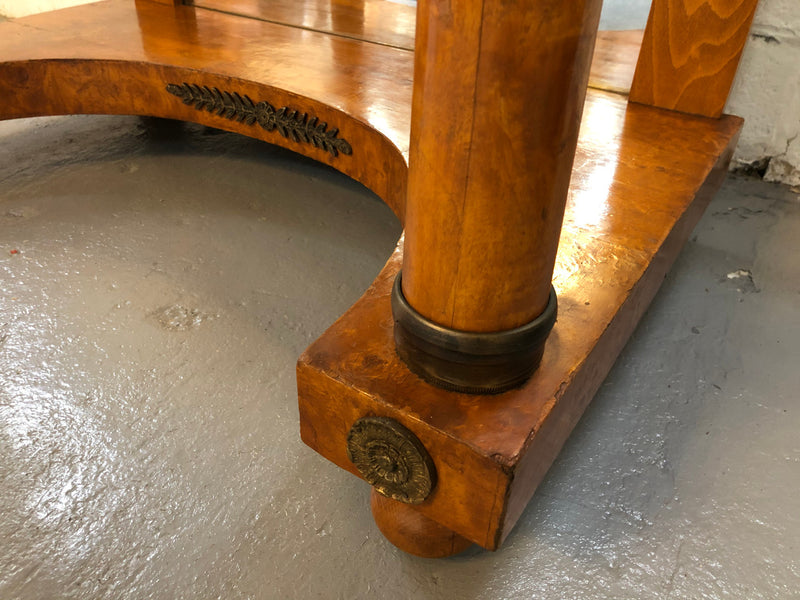 Art Deco Empire Style Console/Desk. It has a mirror underneath and a dawer. It could be used as a console table or as a small desk. In good restored condition.