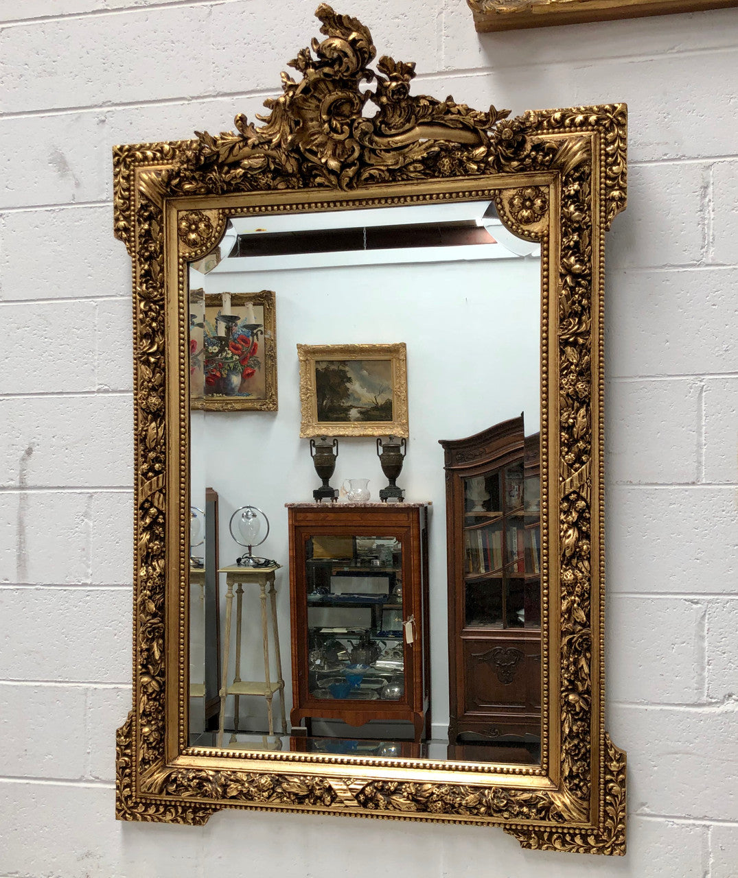 Antique French 19th Century Gilt & Floral Wall-Mantle Mirror | Antique & Vintage | Moonee Ponds Antiques | Australia Wide Delivery