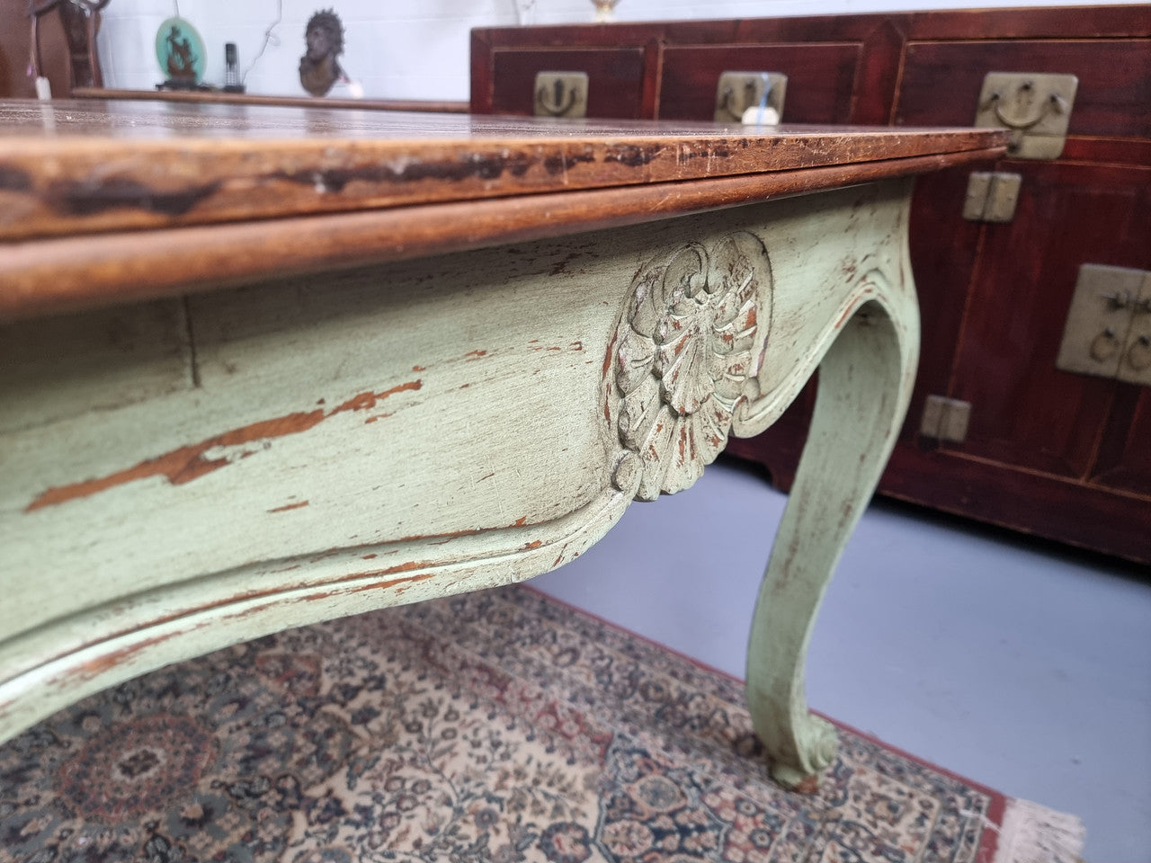 19th Century French Walnut Dining Table With Painted Base | Antique & Vintage | Moonee Ponds Antiques | Australia Wide Delivery