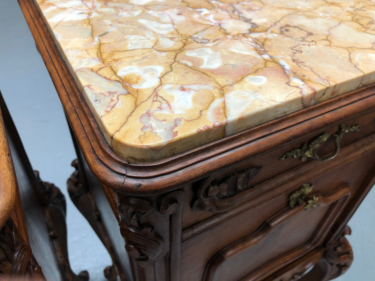 Beautiful Pair Of French Carved Bedside Cabinets | Antique & Vintage | Moonee Ponds Antiques | Australia Wide Delivery