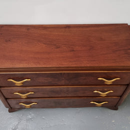 Stylish French Art Deco chest of three drawers. Sourced from France and in good original detailed condition. Circa 1920's.