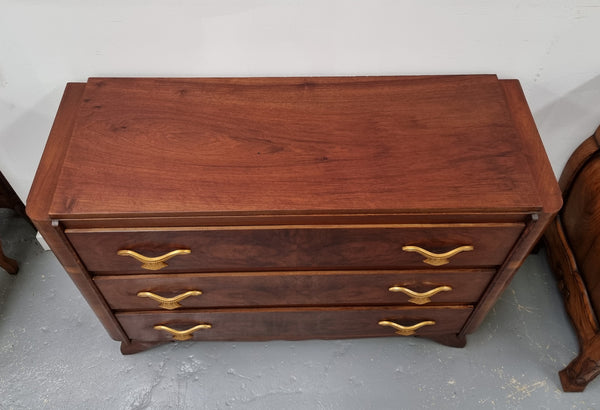 Stylish French Art Deco chest of three drawers. Sourced from France and in good original detailed condition. Circa 1920's.