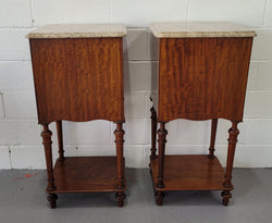 Pair of Louis XVI Style Walnut Bedsides With Attractive Marble | Antique & Vintage | Moonee Ponds Antiques | Australia Wide Delivery