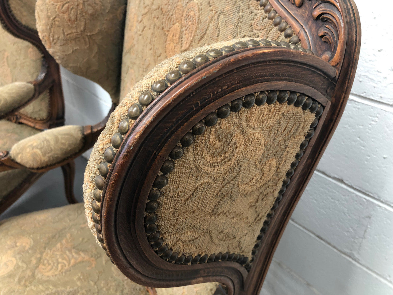 Beautiful Pair Of French Carved Arm Chairs