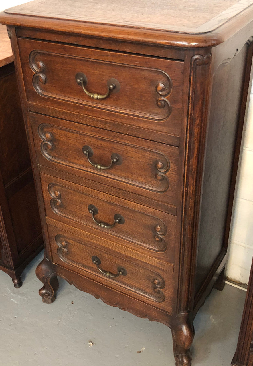 Antique French Oak Louis XV Style 4 Drawer Bedside Cupboard | Antique & Vintage | Moonee Ponds Antiques | Australia Wide Delivery