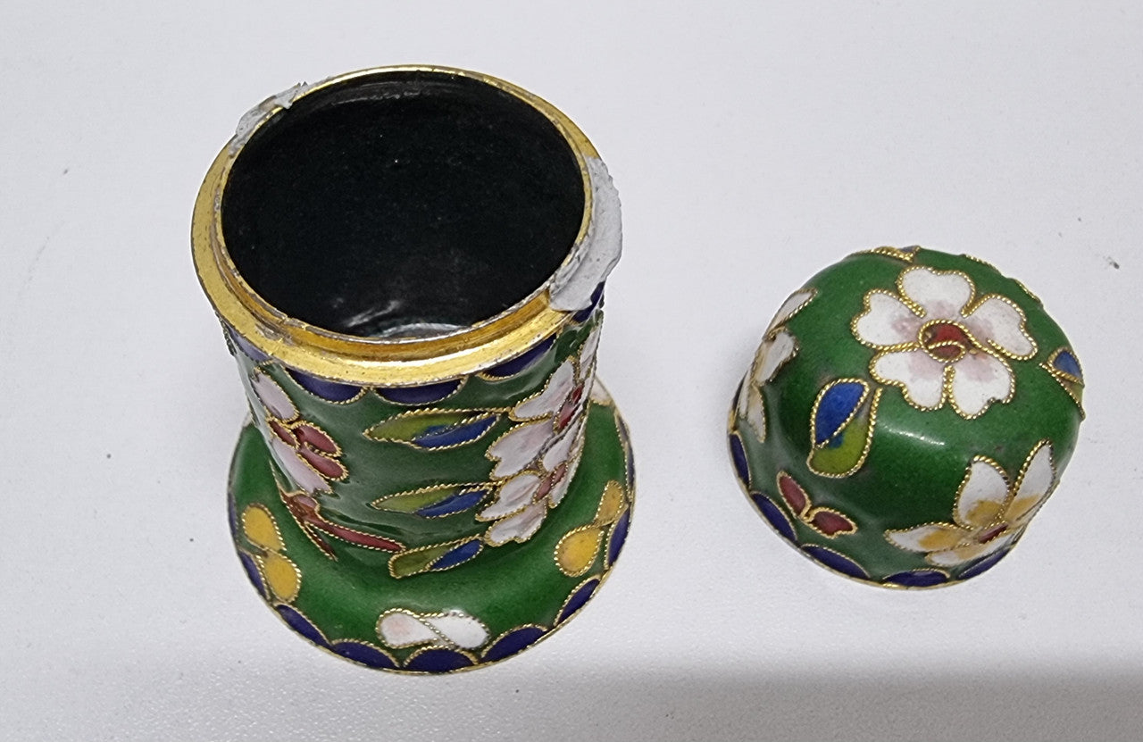 Vintage Cloisonné Toothpick-Match Holder