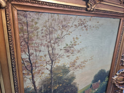 Framed French Landscape Painting On Canvas | Antique & Vintage | Moonee Ponds Antiques | Australia Wide Delivery