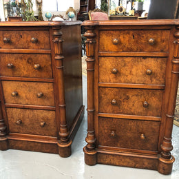 Lovely Pair Of Victorian Burr Walnut Bedside Cabinets