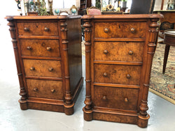 Lovely Pair Of Victorian Burr Walnut Bedside Cabinets | Antique & Vintage | Moonee Ponds Antiques | Australia Wide Delivery