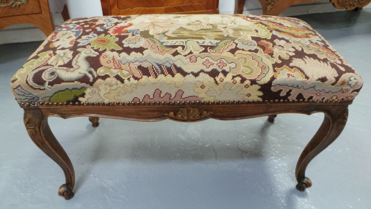 Antique French Louis XV Style Tapestry Stool | Antique & Vintage | Moonee Ponds Antiques | Australia Wide Delivery