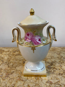 Signed Hand Painted Portugal China Lidded Urn Vase | Antique & Vintage | Moonee Ponds Antiques | Australia Wide Delivery
