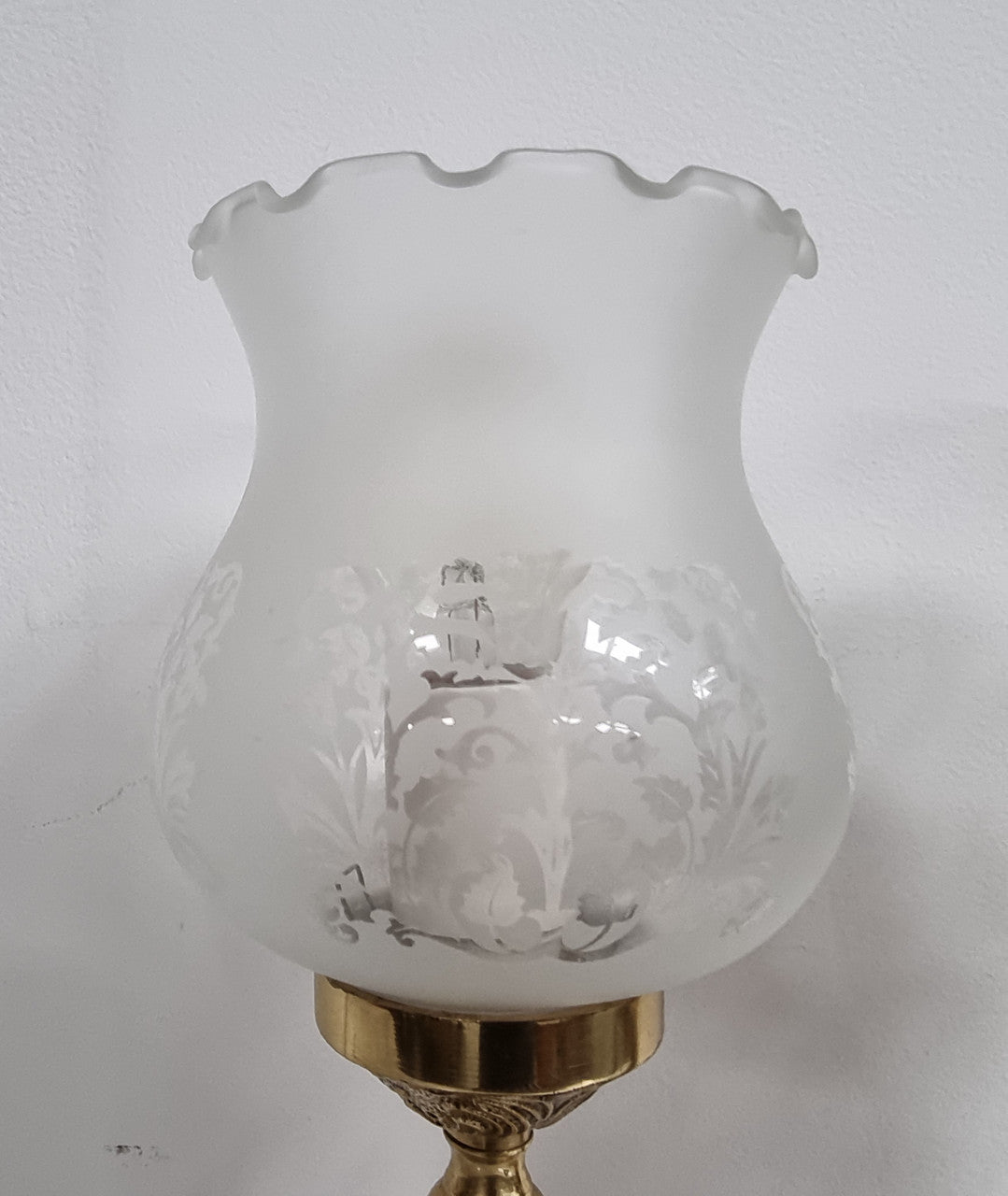 Beautiful Pair of Glass Etched Table Lamps