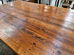 Reclaimed Pine & Oregon Stretcher Base Dining Table | Antique & Vintage | Moonee Ponds Antiques | Australia Wide Delivery