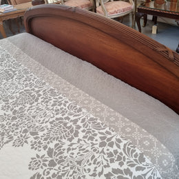 Fabulous French Walnut queen size bed with lovely detail and comes with custom made slates. It is in good original detailed condition.