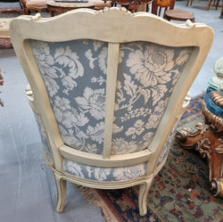 Pair of Stunning Louis XV Painted With Blue Upholstery Bergere Chairs | Antique & Vintage | Moonee Ponds Antiques | Australia Wide Delivery