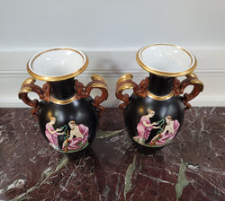 Pair Antique 19th Century Paris Porcelain Grecian Style Vases | Antique & Vintage | Moonee Ponds Antiques | Australia Wide Delivery