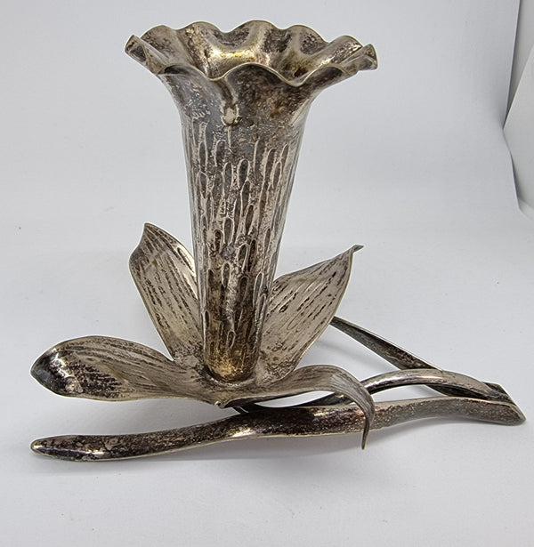 Antique Art Nouveau silver plate posy vase in good original condition.