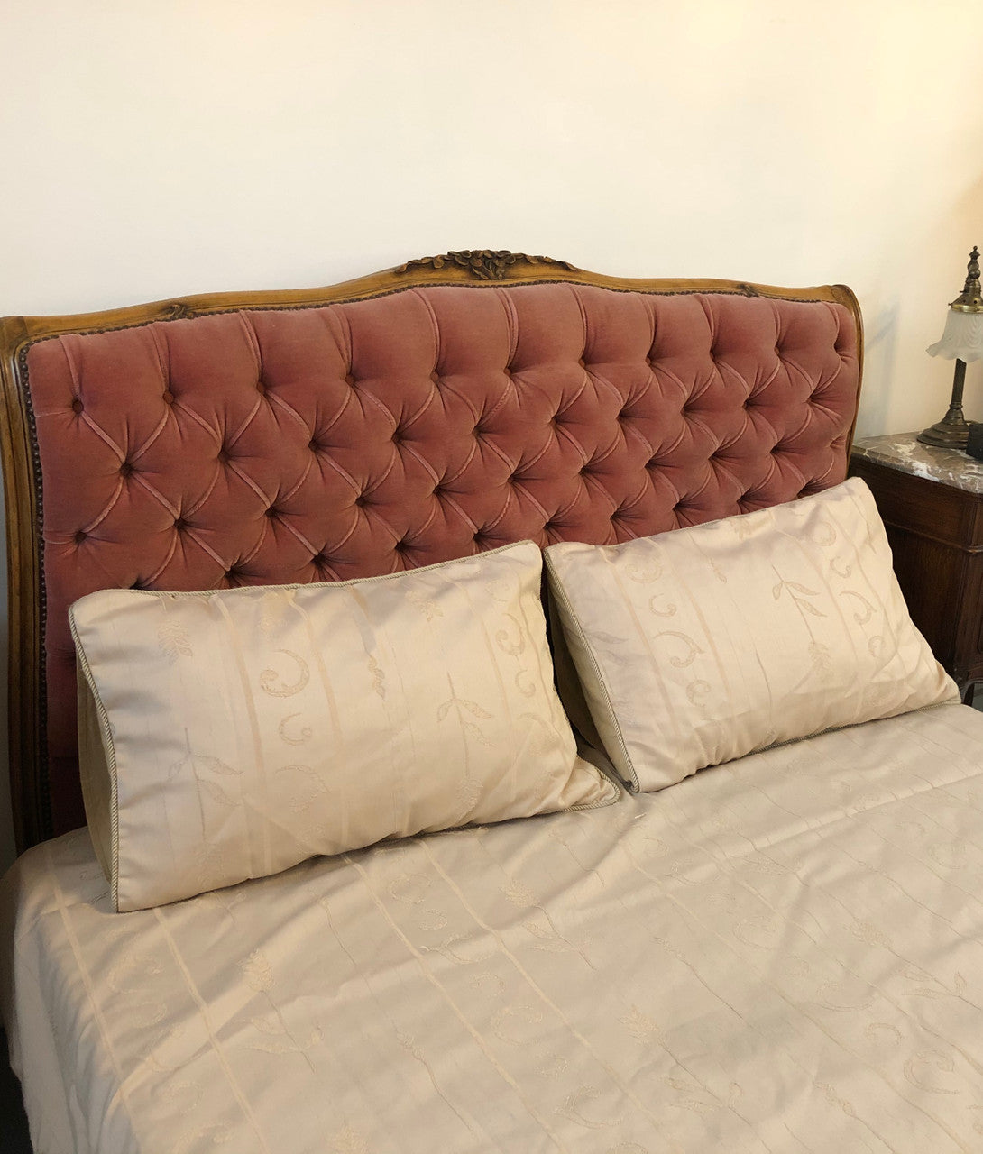 Beautiful French Walnut Upholstered Bed | Antique & Vintage | Moonee Ponds Antiques | Australia Wide Delivery