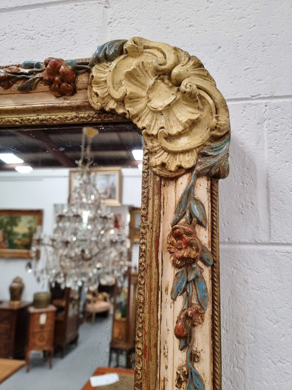Lovely French 19th century hand painted wall mirror. Sourced from France and in good original detailed condition. Please see photos as it forms part of the description.