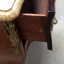 French Marquetry Marble Top Commode
