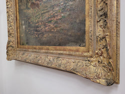 Charming Oil Painting on Canvas Depicting a Forest Scene & Deer | Antique & Vintage | Moonee Ponds Antiques | Australia Wide Delivery