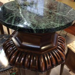French Antique Grand Marble Top Walnut Pedestal