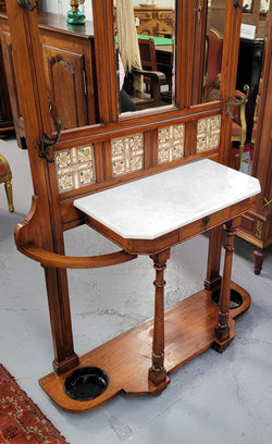 Late Victorian Arts & Crafts Style Marble Top Hallstand | Antique & Vintage | Moonee Ponds Antiques | Australia Wide Delivery