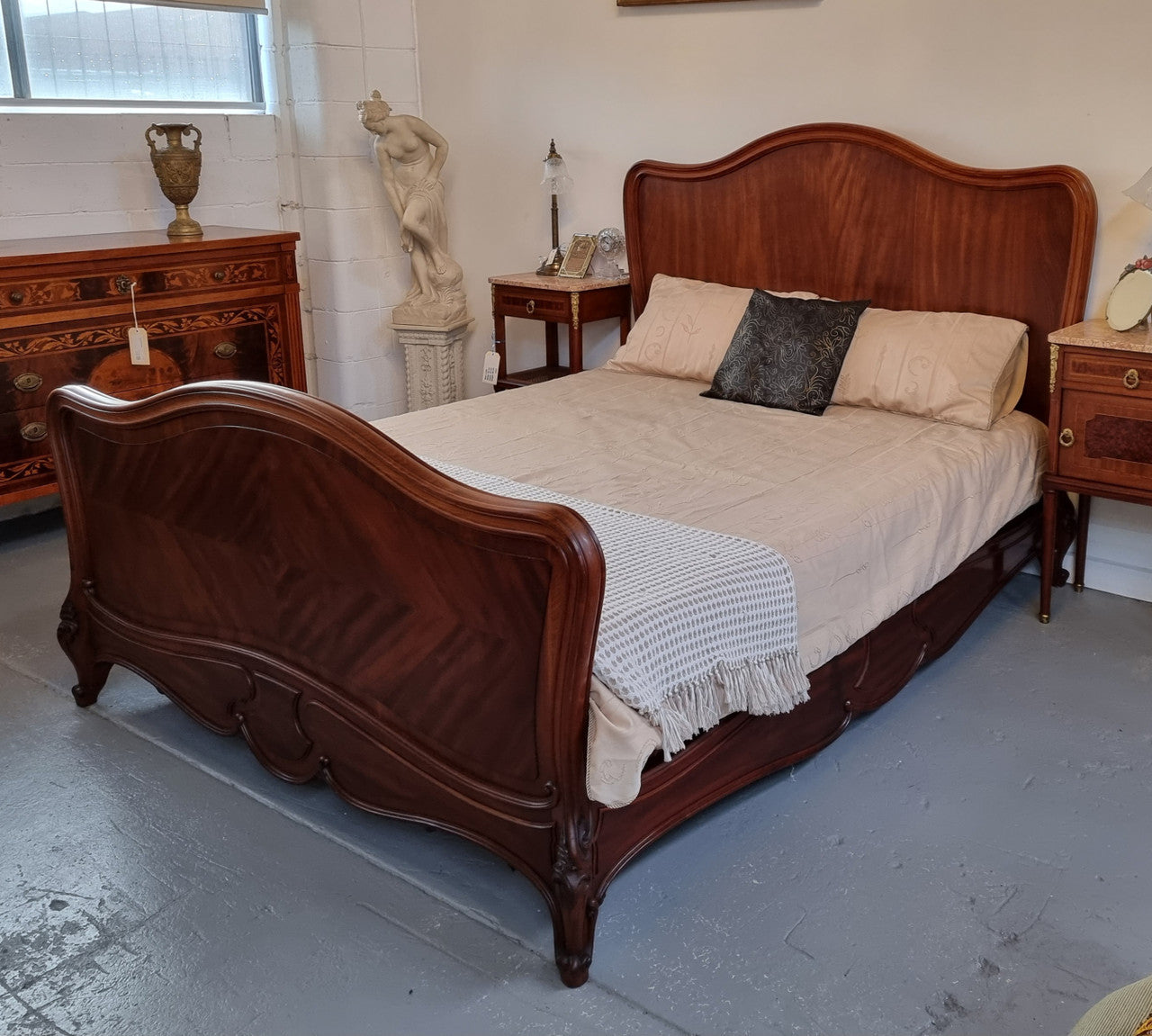 Beautiful French Walnut Louis XV Style Bed