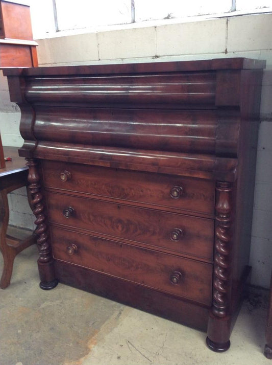 Victorian Flame Mahogany Chest Of Drawers-1