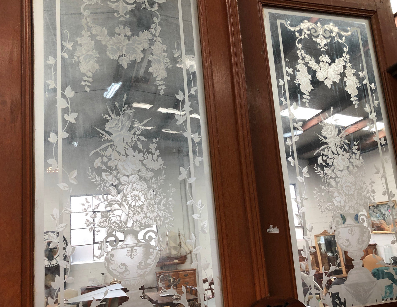Beautiful Pair of French Antique Doors With Acid Etched Panels | Antique & Vintage | Moonee Ponds Antiques | Australia Wide Delivery