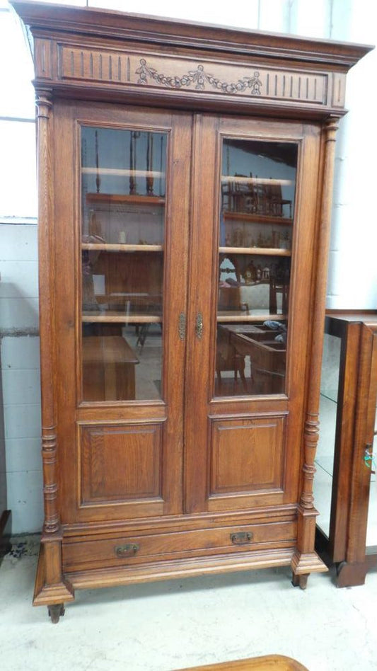 French Oak Two Door Bookcase