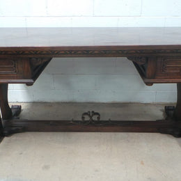 French Oak Desk With A Parquetry Top