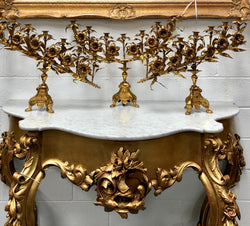 Fabulous & Highly Decorative Set Of Three French Brass Candelabras | Antique & Vintage | Moonee Ponds Antiques | Australia Wide Delivery