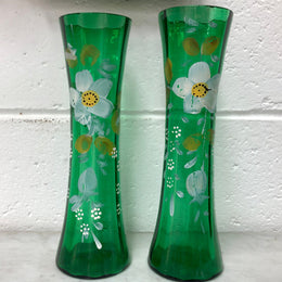 Beautiful Pair of hand painted glass Vases