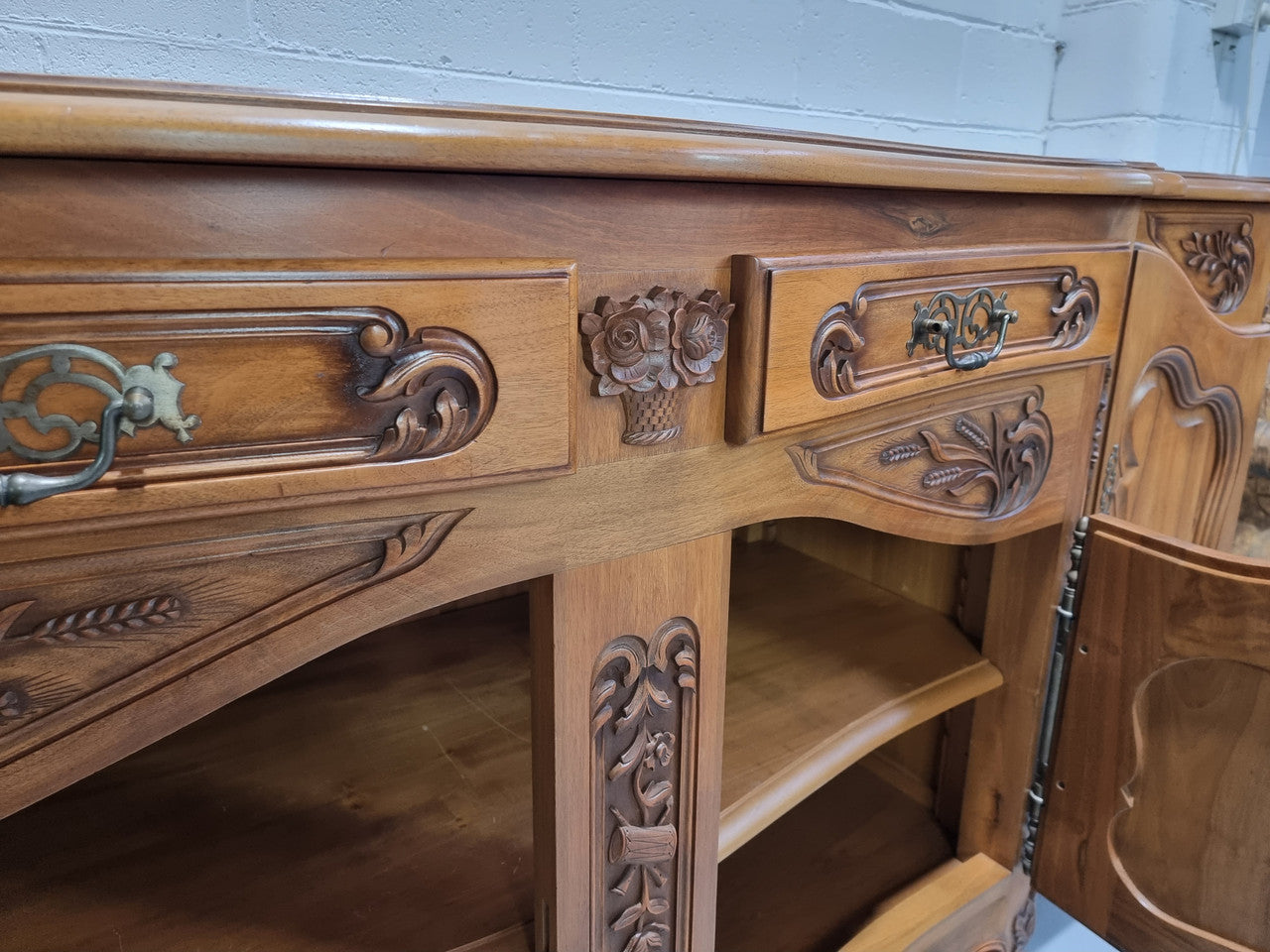 Amazing Grand Louis XV Style Walnut Four Door Beautifully Carved Sideboard | Antique & Vintage | Moonee Ponds Antiques | Australia Wide Delivery