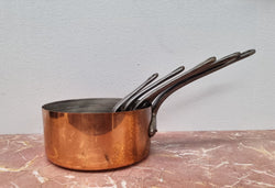 Set of Five Vintage Copper Saucepans with Tin Lining Made In France | Antique & Vintage | Moonee Ponds Antiques | Australia Wide Delivery