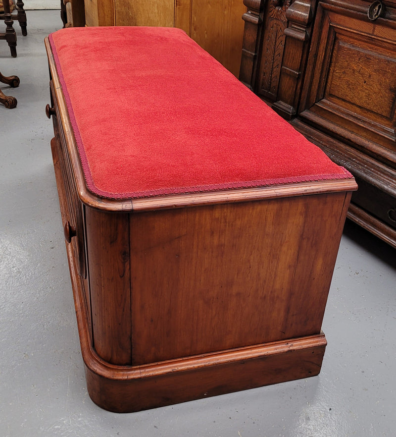 Victorian Cedar blanket box seat with lovely upholstery. This beautiful seat could be used in a bedroom in front of a bed or a hallway to store shoes and sit on when putting them on. It is in good original condition, please view photos as they help form part of the description.